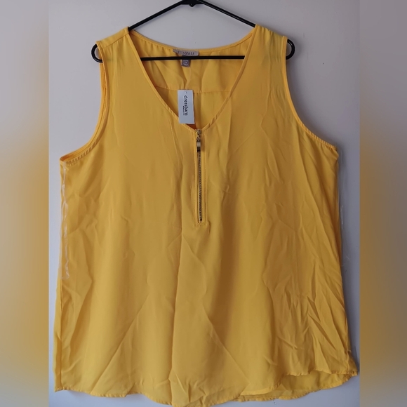 NWT Roz & Ali Women's Sleeveless Top Plus Size 1X, yellow color, never worn. - Picture 1 of 14
